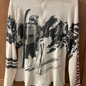 Women's Graphic Ski Sweater - Cream and Black